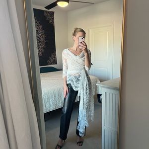 Oscar de la Renta Asymmetrical Lace Blouse